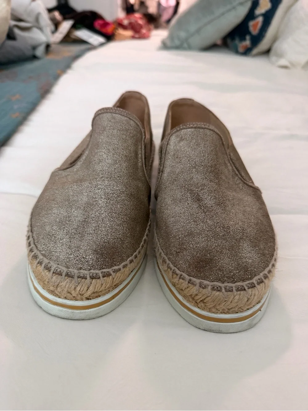 Jimmy Choo Metallic Taupe Slip-On Espadrilles